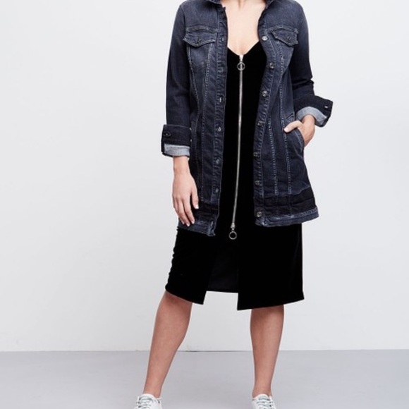 7 For All Mankind Long Trucker Denim Jacket - Picture 6 of 10